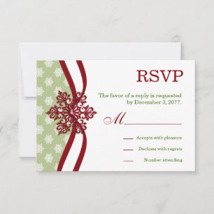 uAwg Winter Wedding Cranberry Light Sage RSVP Karte