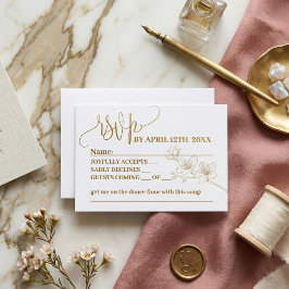 UAWG with Whimsy: Gold Blume & Script Repcard RSVP Karte