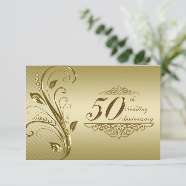 uAwg zum 50. Geburtstag der goldenen Hochzeit Einladung (Stehend Vorderseite)