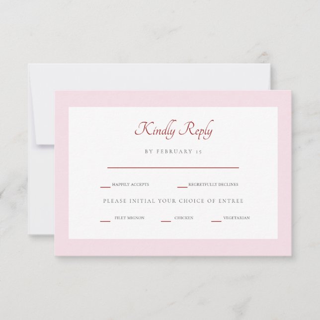 UAwg zum Abendessen in Rosa und Rot RSVP Karte (Vorderseite)
