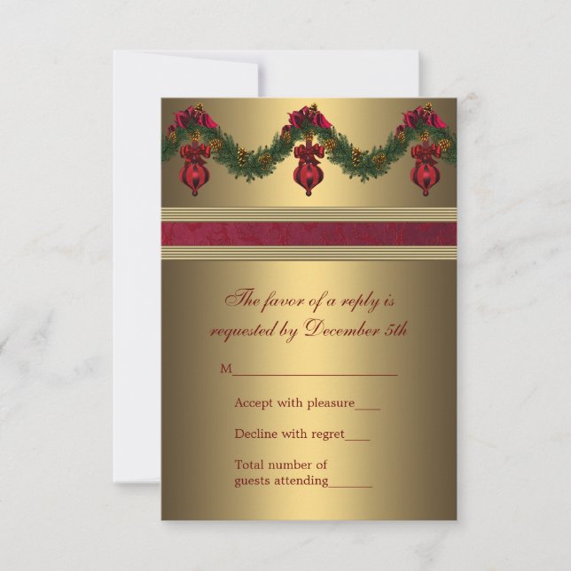 UAwg zum Weihnachtsfest in Rot und Gold RSVP Karte (Vorderseite)