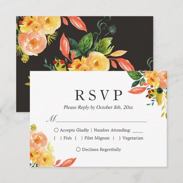 UAwg zur blühenden Hochzeit im Herbst im Herbst RSVP Karte (Vorne/Hinten)