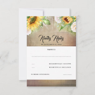 UAwg zur Sonnenblume und Weißrosen-Hochzeit im Her RSVP Karte