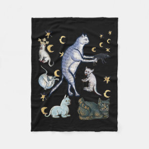 Übele mittelalterliche Katzen Fleecedecke