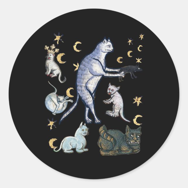 Übele mittelalterliche Katzen Runder Aufkleber (Vorderseite)