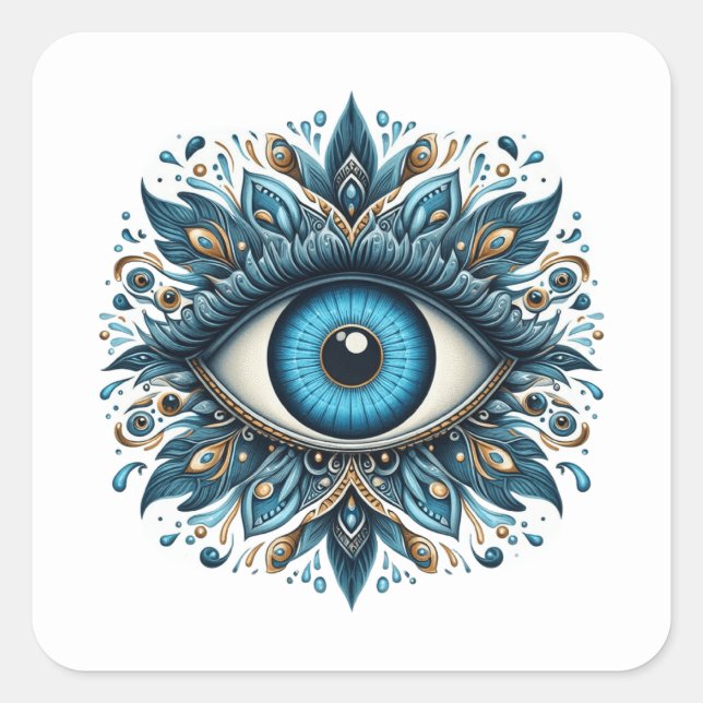 Übeles Auge Quadratischer Aufkleber (Vorderseite)