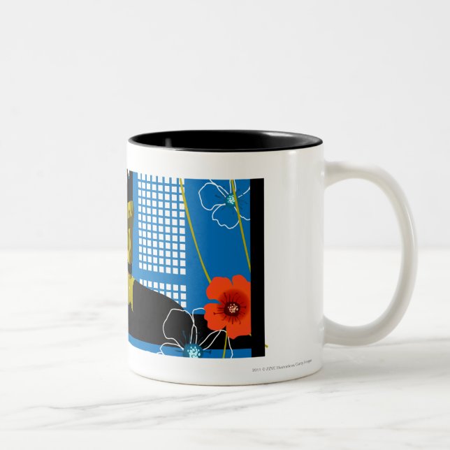 Übendes Yoga der Frau Zweifarbige Tasse (Rechts)