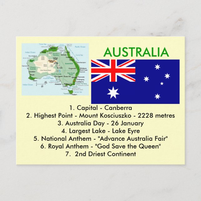 Über Australien Postkarte (Vorderseite)