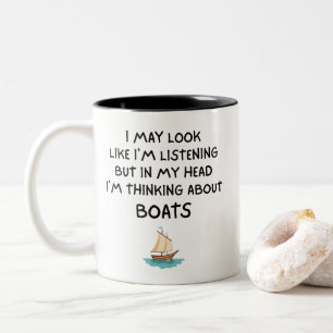 Über Boote Nachdenken Lustiges Segeln Zweifarbige Tasse