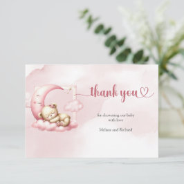 Über Cloud Nine Modern Pink Girl Bär Vielen Dank Begleitkarte
