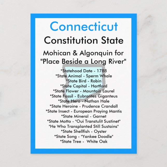 Über Connecticut Postkarte (Vorderseite)