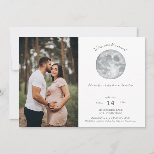 Über das Moon Baby Shower Foto herunterladen Einladung (Vorderseite)