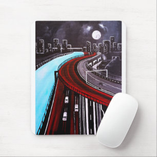 Über dem blauen Gemälde von Alfred Fox schwebend Mousepad