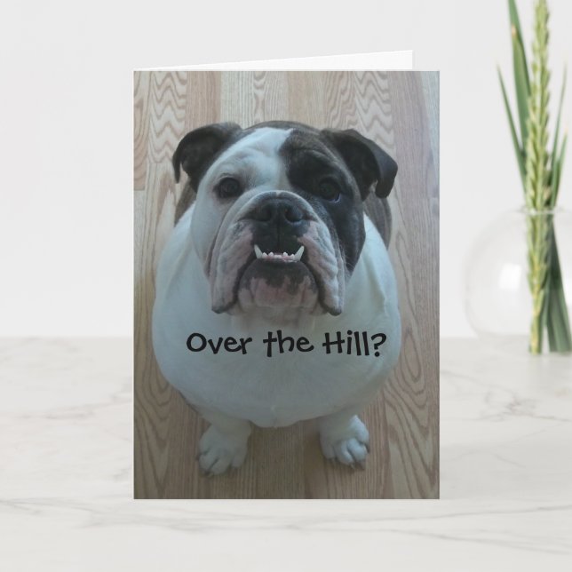 Über dem Hill English Bulldog Birthday Card Karte (Vorderseite)
