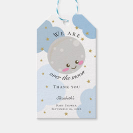 Über dem Mond Baby Dusche Blue Niedlich Gold Kawai Geschenkanhänger