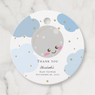 Über dem Mond Baby Dusche Blue Niedlich Gold Kawai Geschenkanhänger