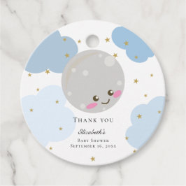 Über dem Mond Baby Dusche Blue Niedlich Gold Kawai Geschenkanhänger