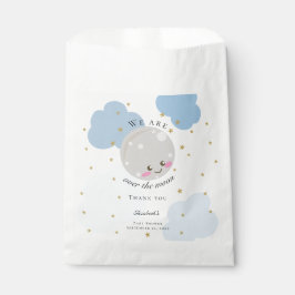Über dem Mond Baby Dusche Blue Niedlich Gold Kawai Geschenktütchen