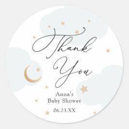 Über dem Mond Baby Duschgeschenk Runder Aufkleber