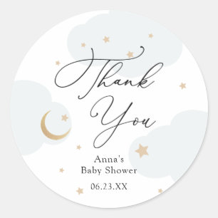 Über dem Mond Baby Duschgeschenk Runder Aufkleber