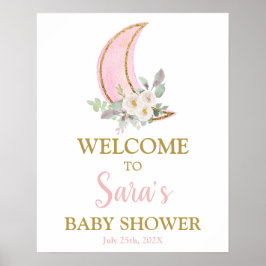 Über dem Mond Baby Duwer Girl Begrüßungszeichen Poster