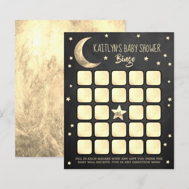 Über dem Mond | Baby Shower Bingo (Vorne/Hinten)