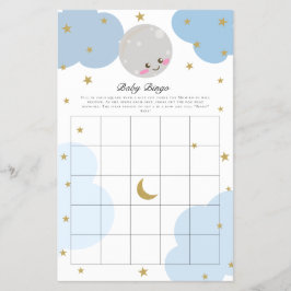 Über dem Mond Baby Shower Bingo Game Kawaii Pastel Flyer