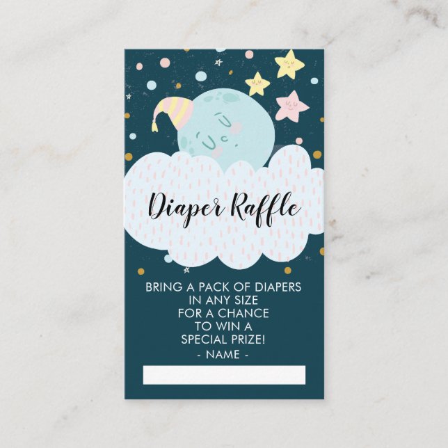 Über dem Mond Baby Shower Diaper Raffle Ticket Begleitkarte (Vorderseite)