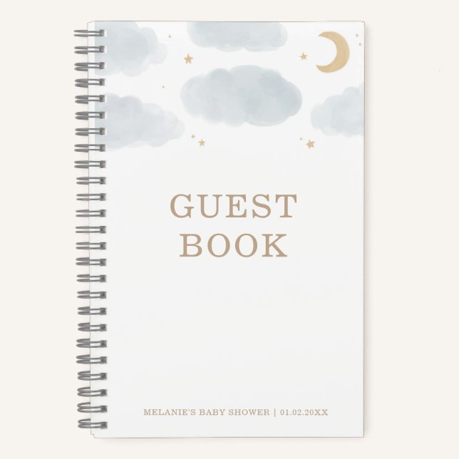 Über dem Mond Baby Shower Guest Book Notizbuch (Vorderseite)