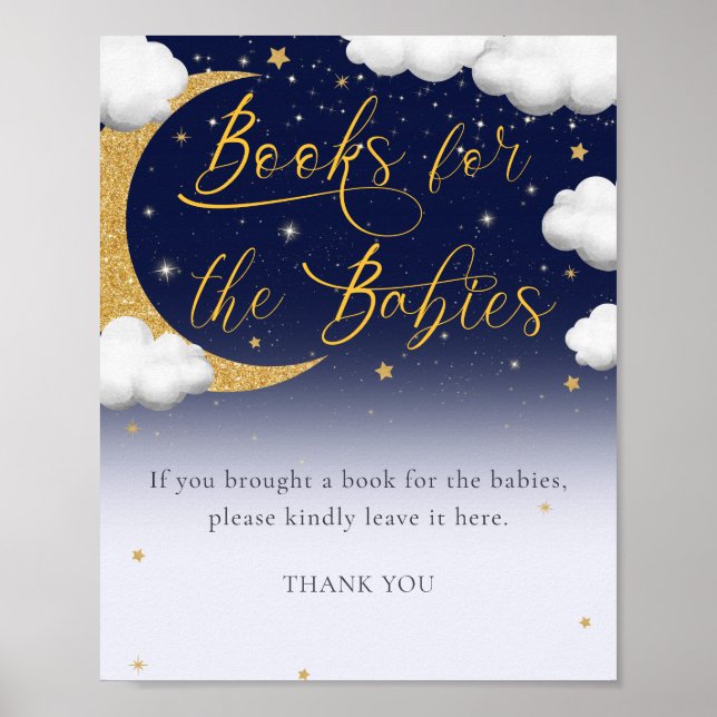 Über dem Mond Babyduschbücher für Babys Unterschre Poster (Vorne)