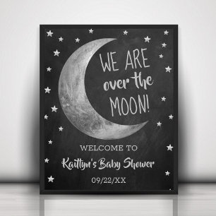 Über dem Mond Babydusche Begrüßungszeichen Poster