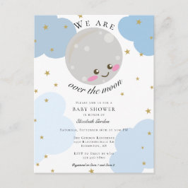 Über dem Mond Babydusche Blue Niedlich Kawaii Postkarte