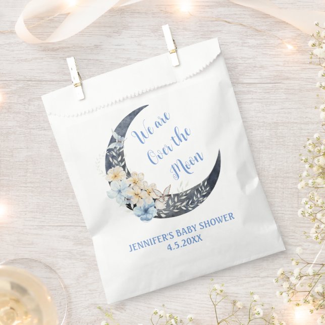 über dem Mond Babydusche der botanischen Marine sc Geschenktütchen (Ausgeschnitten)