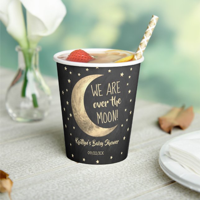 Über dem Mond | Babydusche Pappbecher (In Situ)