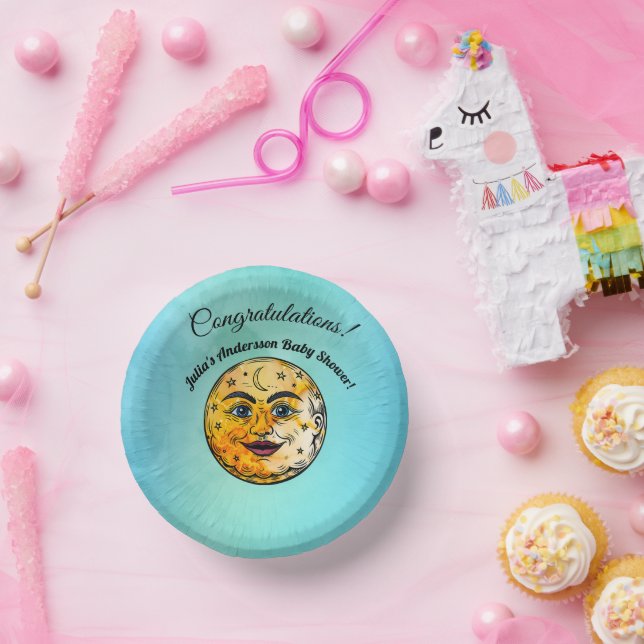 Über dem Mond Babyduschenfest Pappteller (Party)