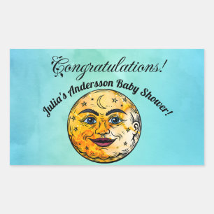 Über dem Mond Babyduschenfest Rechteckiger Aufkleber