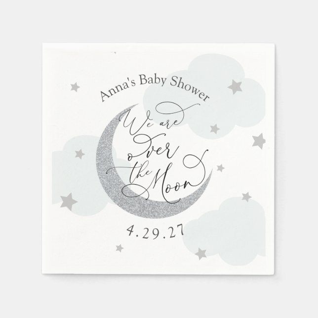 Über dem Mond Blau und Silber Serviette (Vorderseite)