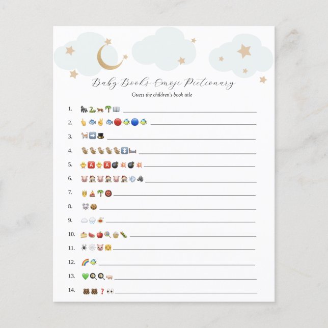 Über dem Mond Blue Baby Books Emoji Game (Vorderseite)