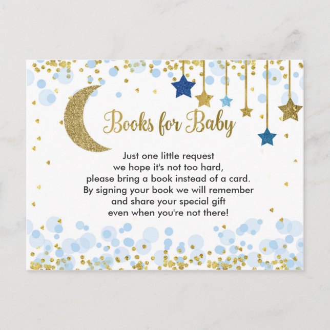 Über dem Mond Blue Baby Duschbücher für Baby Postkarte (Vorderseite)