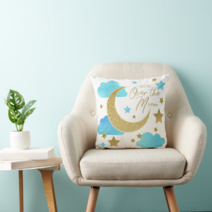 Über dem Mond Blue Baby Kinderzimmer Throw Kissen