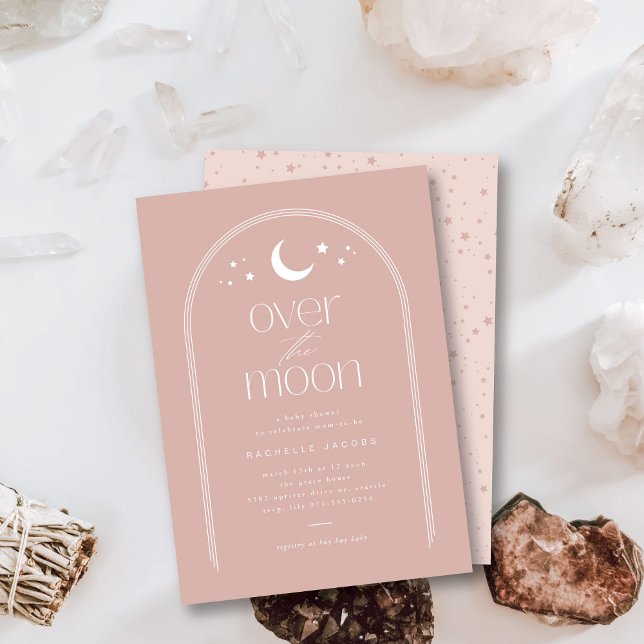 Über dem Mond Blush Boho Babydusche Einladung (Von Creator hochgeladen)