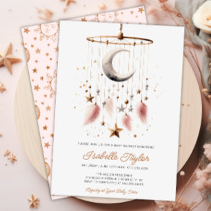Über dem Mond Boho Celestial Girl Babydusche Einladung