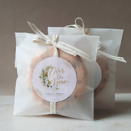 Über dem Mond Boho Gold Dust & Clouds Runder Aufkleber