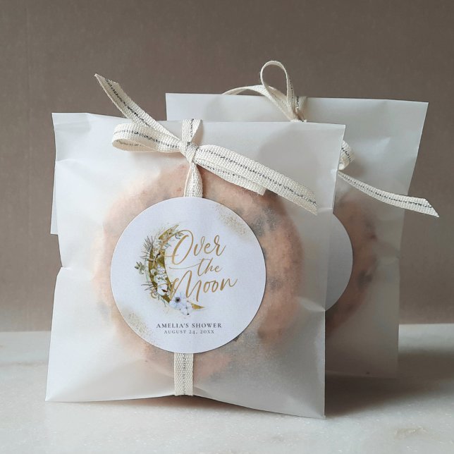 Über dem Mond Boho Gold Dust & Clouds Runder Aufkleber (Von Creator hochgeladen)