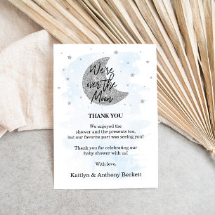 Über dem Mond   Boys Baby Dusche Dankeskarte