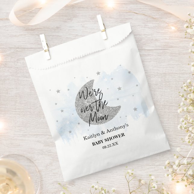 Über dem Mond | Boys Baby Dusche Geschenktütchen (Ausgeschnitten)