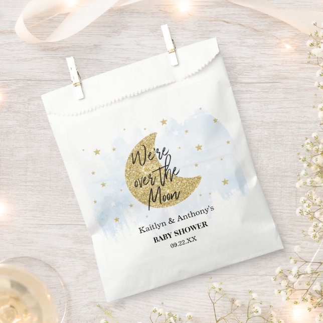 Über dem Mond | Boys Baby Dusche Geschenktütchen (Ausgeschnitten)