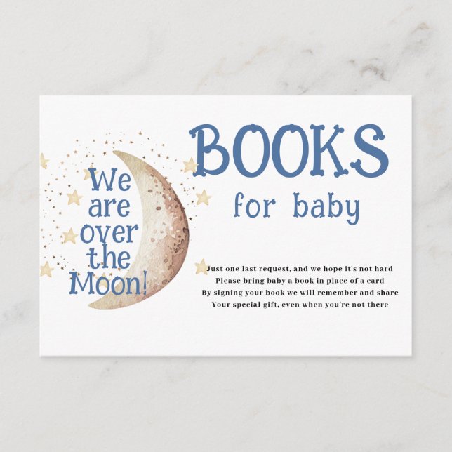 Über dem Mond Bücher für Babyduschkarte Begleitkarte (Vorderseite)