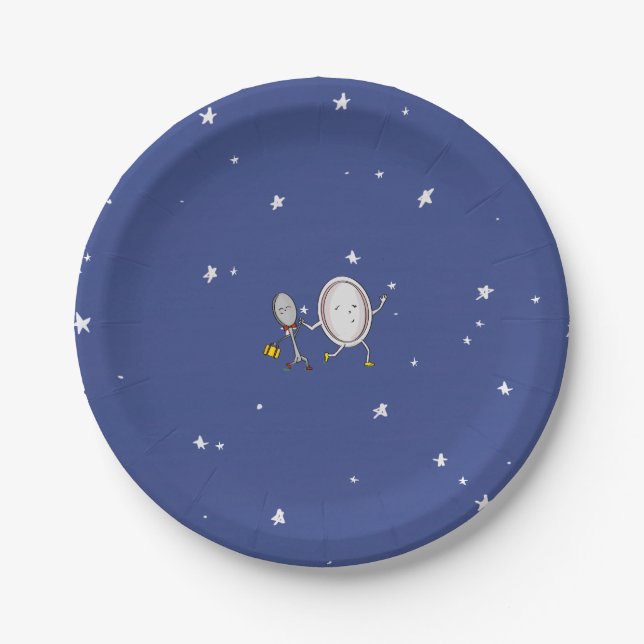 Über dem Mond ddle Diddle Babydusche Pappteller (Vorderseite)