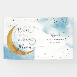 Über dem Mond Dreamy Blue Sky Babydusche Banner